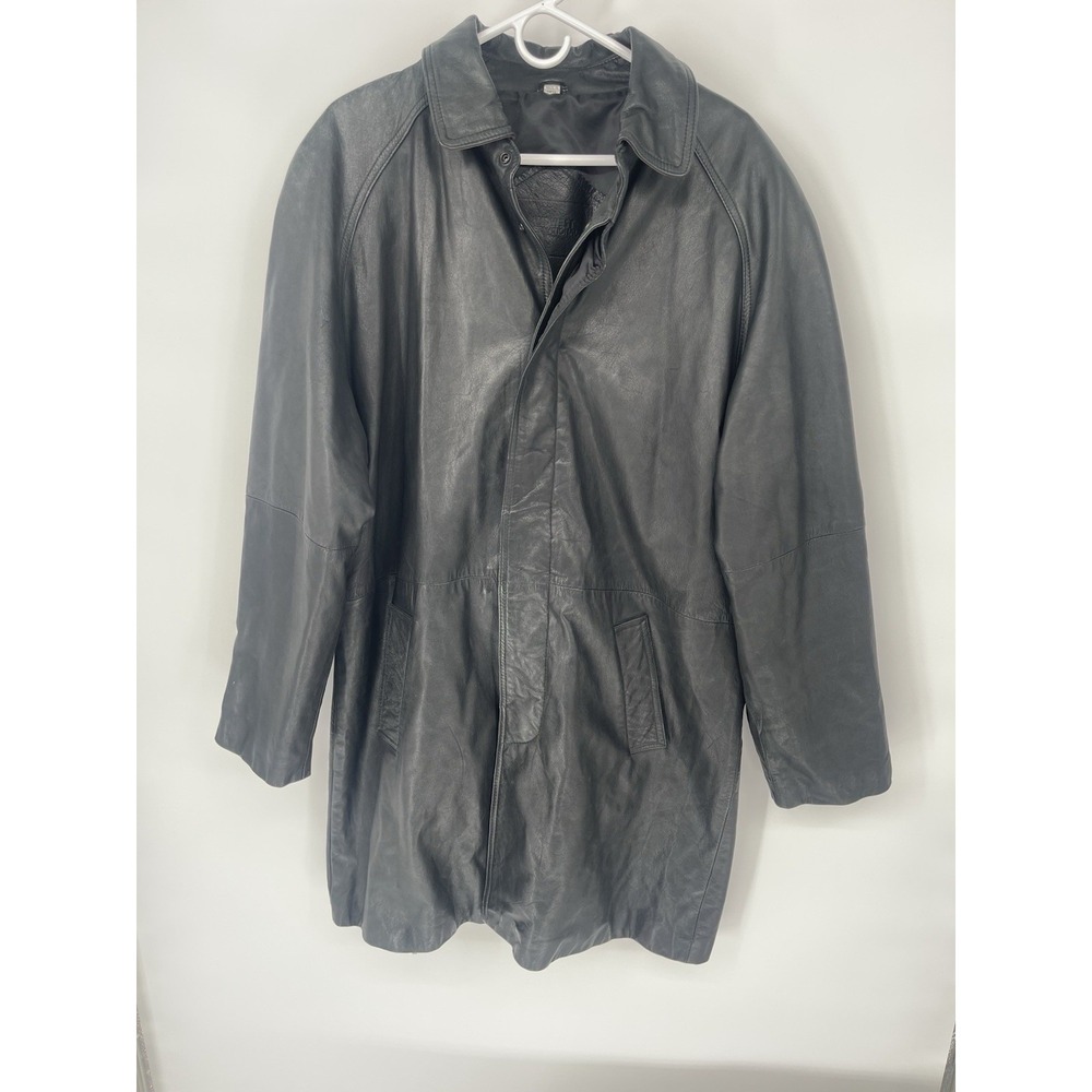 Midwest International Women's Long Black Leather Coat XL